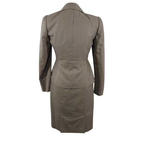 NINE WEST! SHADES OF BROWN, TAN MICRO-PLAID 2 PC SKIRT, JACKET SUIT! SZ 2 - Picture 7 of 12